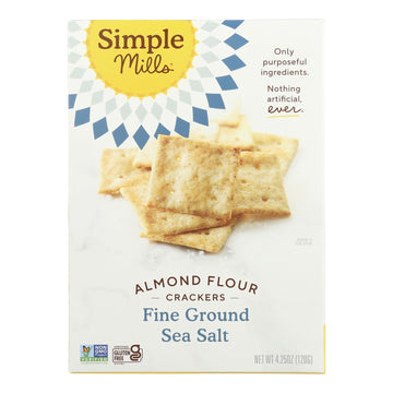 Simple Mills Fine Ground Sea Salt Almond Flour Crackers - Case of 6 - 4.25 oz. - Maras Green