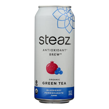 Steaz Lightly Sweetened Green Tea - Blueberry Pomegranate - Case of 12 - 16 Fl oz. - Maras Green