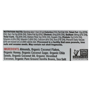 Taos Bakes - Bar Tsted Cocont Vanilla Bean - Case Of 12 - 1.8 Oz - Maras Green