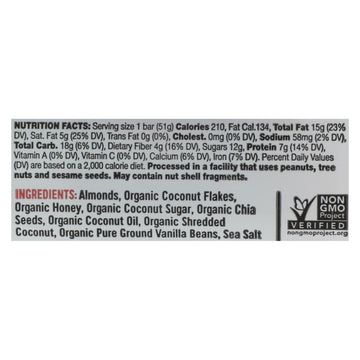 Taos Bakes - Bar Tsted Cocont Vanilla Bean - Case Of 12 - 1.8 Oz - Maras Green