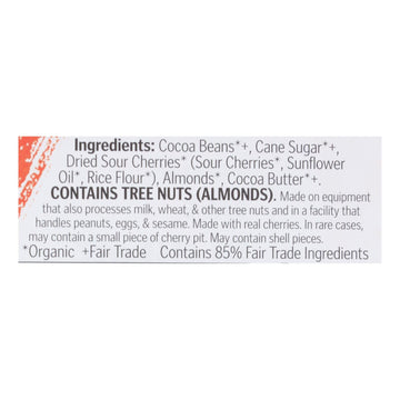 Theo Chocolate Organic Chocolate Bar - Classic - Dark Chocolate - 70 Percent Cacao - Cherry And Almond - 3 Oz Bars - Case Of 12 - Maras Green