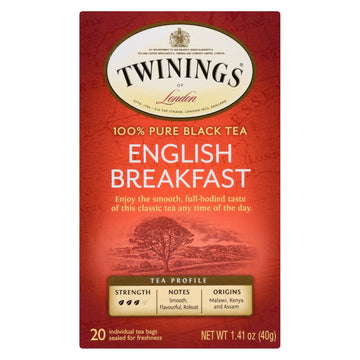 Twinings Tea English Breakfast Tea - Black Tea - Case Of 6 - 20 Bags - Maras Green