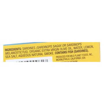 Wild Planet Sardines In Oil - Lemon - Case Of 12 - 4.375 Oz. - Maras Green