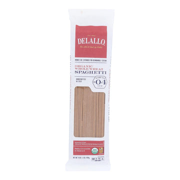 Delallo - Organic Whole Wheat Spaghetti Pasta - Case Of 16 - 1 Lb. - Maras Green
