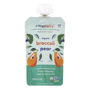 Cerebelly - Puree Broccoli Pear - Case Of 6-4 Oz - Maras Green