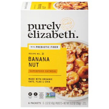 Purely Elizabeth - Sugar Free Oatmeal Banana Nut - Case Of 6 - 9.12 Oz - Maras Green