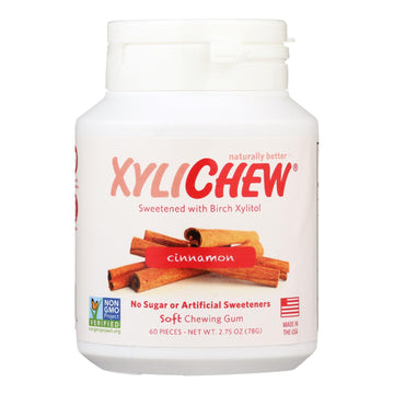 Xylichew Gum - Cinnamon - Jar - 60 Pieces - 1 Case - Maras Green