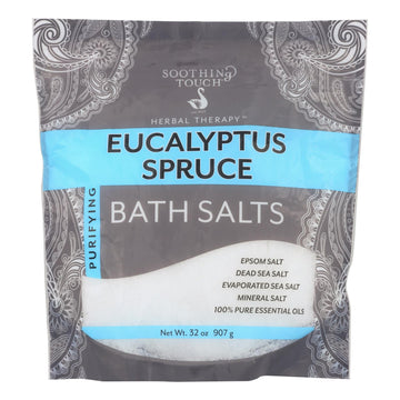 Soothing Touch Bath Salts - Eucalyptus Spruce - 32 Oz - Maras Green