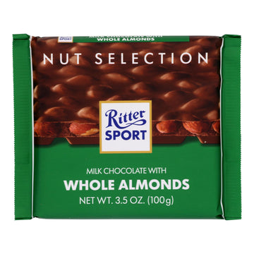 Ritter Sport Chocolate Bar - Milk Chocolate - Whole Almonds - 3.5 Oz Bars - Case Of 11 - Maras Green