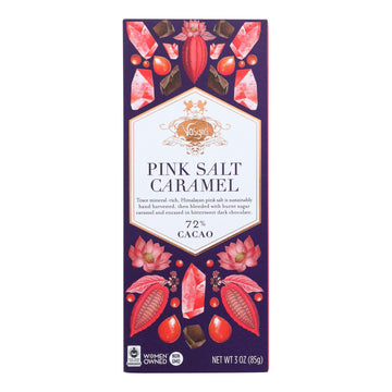 Vosges Haut-chocolat 72% Cocoa Burnt Caramel Bar - Pink Salt - Case Of 12 - 3 Oz - Maras Green