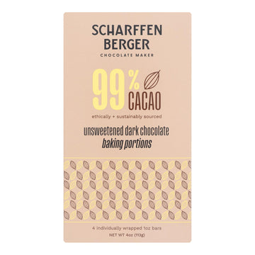 Scharffen Berger - Baking Chocolate Unsweetened - Case Of 12-4 Ounces - Maras Green