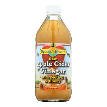 Dynamic Health Apple Cider Vinegar - With The Mother And Natural Honey - Glass Bottle - 16 Oz - Maras Green