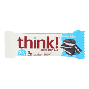 Think Products Thinkthin High Protein Bar - Cookies And Creme - 2.1 Oz - Case Of 10 - Maras Green