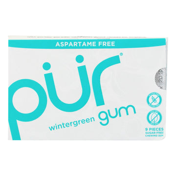Pur Gum - Wintergreen - Aspartame Free - 9 Pieces - 12.6 G - Case Of 12 - Maras Green