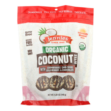 Jennies Coconut Bites - Organic - Cranberry Goji - Case Of 6 - 5.25 Oz - Maras Green
