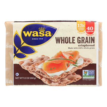 Wasa Crispbread Whole Grain - Flour And Water - Case Of 12 - 9.2 Oz. - Maras Green