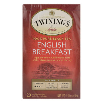 Twinings Tea English Breakfast Tea - Black Tea - Case Of 6 - 20 Bags - Maras Green