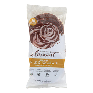 Element Organic Dipped Rice Cakes - Milk Chocolate - Case Of 6 - 3.5 Oz - Maras Green