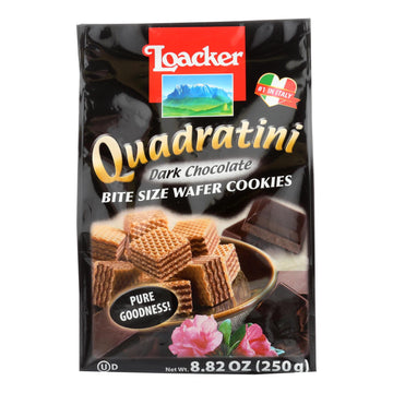Loacker Quadratini Dark Chocolate Wafer Cookies - Case Of 6 - 8.82 Oz - Maras Green
