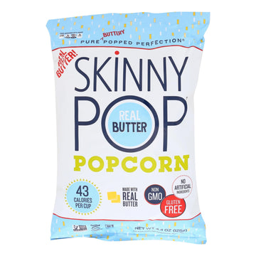 Skinnypop Popcorn Popcorn - Real Butter - Case Of 12 - 4.4 Oz - Maras Green