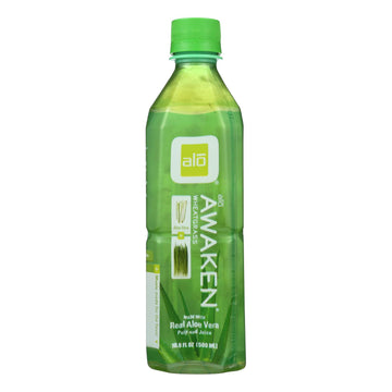 Alo Original Awaken Aloe Vera Juice Drink - Wheatgrass - Case Of 12 - 16.9 Fl Oz. - Maras Green