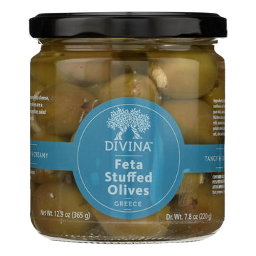 Divina - Olives Stuffed With Feta Cheese - Case Of 6 - 7.8 Oz. - Maras Green