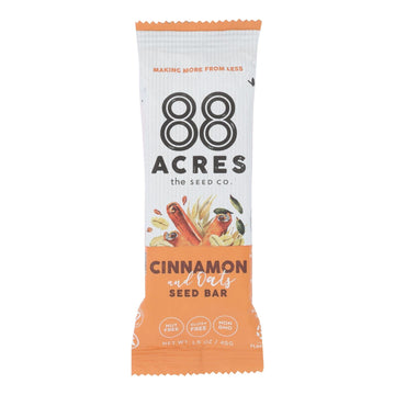 88 Acres - Seed Bars - Oats And Cinnamon - Case Of 9 - 1.6 Oz. - Maras Green