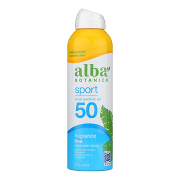 Alba Botanica - Sunscreen Spray Sport Formula Spf 50 - 1 Each - 5 Fluid Ounces - Maras Green