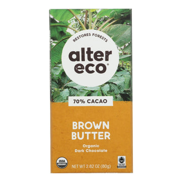 Alter Eco Americas Chocolate - Organic - Dark Salted Brown Butter - 2.82 Oz - Case Of 12 - Maras Green