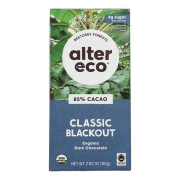 Alter Eco Americas Organic Chocolate Bar - Dark Blackout - 2.82 Oz Bars - Case Of 12 - Maras Green