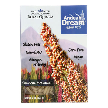 Andean Dream Gluten Free Organic Macaroni Quinoa Pasta - Case Of 12 - 8 Oz. - Maras Green