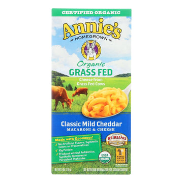 Annies Homegrown Macaroni And Cheese - Organic - Grass Fed - Classic Mild Cheddar - 6 Oz - Case Of 12 - Maras Green