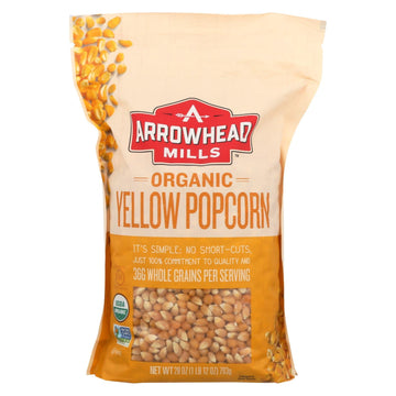 Arrowhead Mills - Organic Popcorn - Yellow - Case Of 6 - 28 Oz. - Maras Green