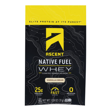 Ascent Native Fuel Whey Protein Powder Blend Vanilla Bean - Case Of 15 - 1.09 Oz - Maras Green