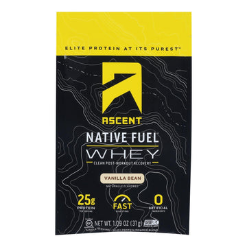 Ascent Native Fuel Whey Protein Powder Blend Vanilla Bean - Case Of 15 - 1.09 Oz - Maras Green