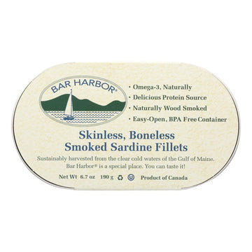 Bar Harbor - Smoked Sardine Fillets - Case Of 12 - 6.7 Oz. - Maras Green