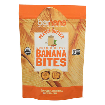 Barnana Chewy Banana Bites - Organic Peanut Butter - Case Of 12 - 3.5 Oz. - Maras Green