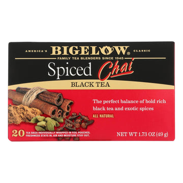 Bigelow Tea Black Tea - Spiced Chai - Case Of 6 - 20 Bag - Maras Green