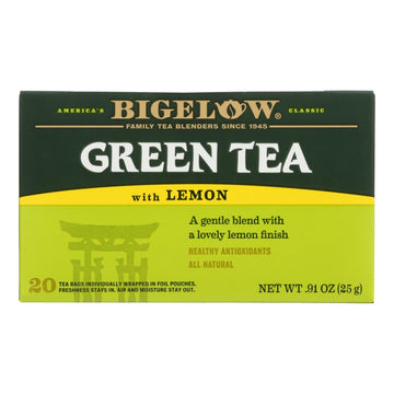 Bigelow Tea Green Tea - With Lemon - Case Of 6 - 20 Bag - Maras Green