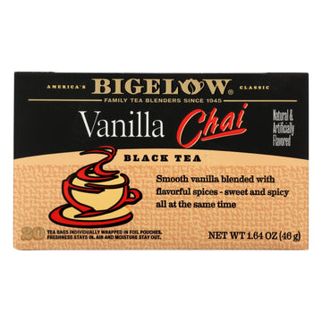 Bigelow Tea Tea - Chai Vanilla - Case Of 6 - 20 Bag - Maras Green