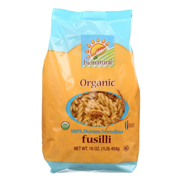 Bionaturae Pasta - Organic - 100 Percent Durum Semolina - Fusilli - 16 Oz - Case Of 12 - Maras Green