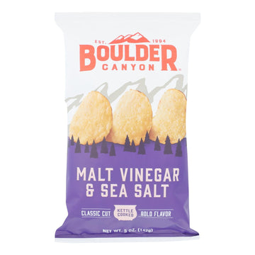 Boulder Canyon - Kettle Chips - Malt Vinegar And Sea Salt - Case Of 12 - 5 Oz. - Maras Green