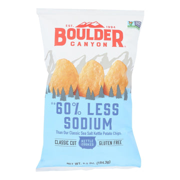 Boulder Canyon Kettle Cooked Potato Chips, 60% Lower Sodium - Case Of 12 - 6.5 Oz - Maras Green