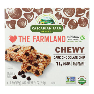 Cascadian Farm Granola Bar - Organic - Chewy - Chocolate Chip - 7.4 Oz - Case Of 12 - Maras Green