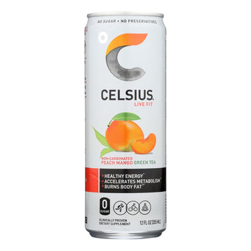 Celcius Live Fit Peach Mango Non - carbonated Green Tea - Case Of 12 - 12 Fz - Maras Green