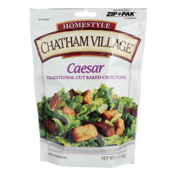 Chatham Village Traditional Cut Croutons - Caesar - Case Of 12 - 5 Oz. - Maras Green