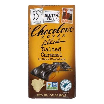 Chocolove Xoxox - Dark Chocolate Bar - Salted Caramel - Case Of 10 - 3.2 Oz - Maras Green
