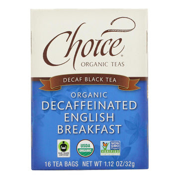 Choice Organic Black Tea - Decaffeinated English Breakfast - Case Of 6 - 16 Bags - Maras Green