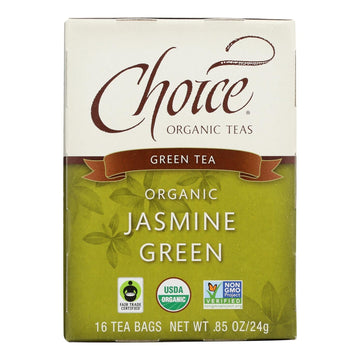 Choice Organic Teas Jasmine Green Tea - 16 Tea Bags - Case Of 6 - Maras Green