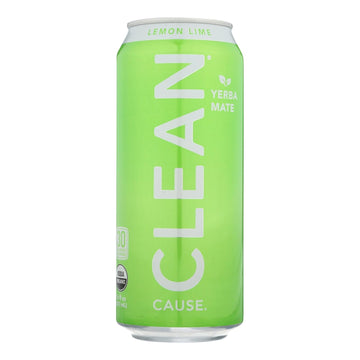 Clean Cause - Yrba Mte Lemon Lime Cln - Case Of 12 - 16 Fz - Maras Green